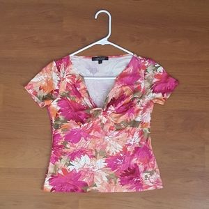 Karen Kane Women's Floral Knot Twist Top